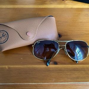 Ray Ban Gold & Brown Gradient Aviator Sunglasses